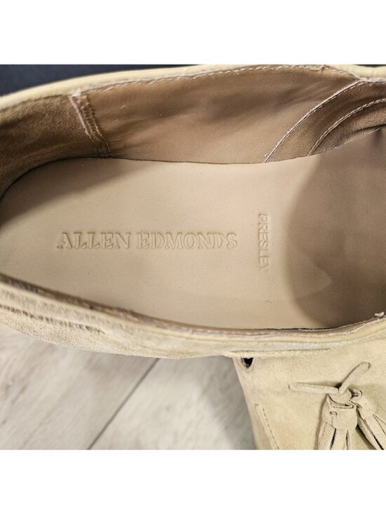 Allen Edmonds Presley Slip On Tassel Loafer Suede Mens Size 10D New Light Tan main image 7